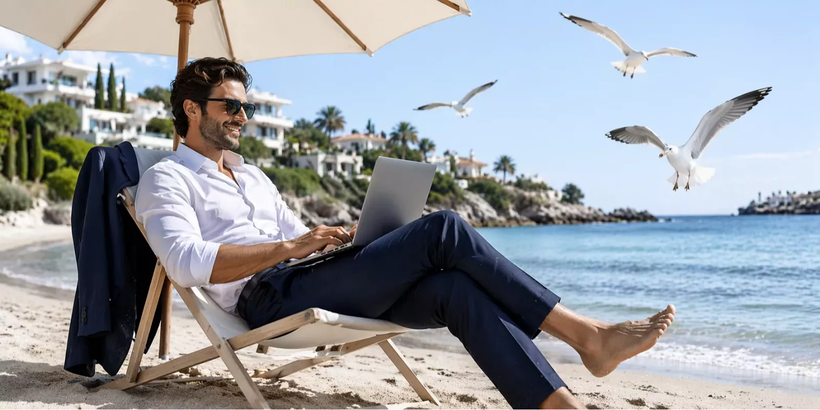 Trabaja desde la playa, decían… y ahora tienes arena en el teclado. – Marbella, Costa del Sol, Málaga