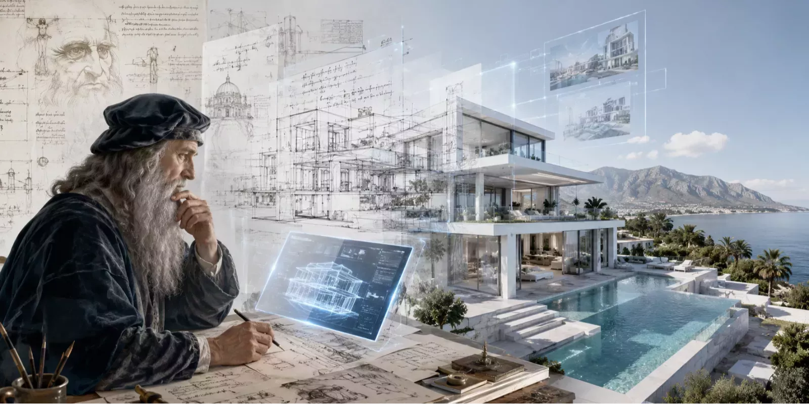 Leonardo da Vinci y el efecto del prototipo: cómo vender planos como si fueran palacios en Marbella, Costa del Sol, Málaga
